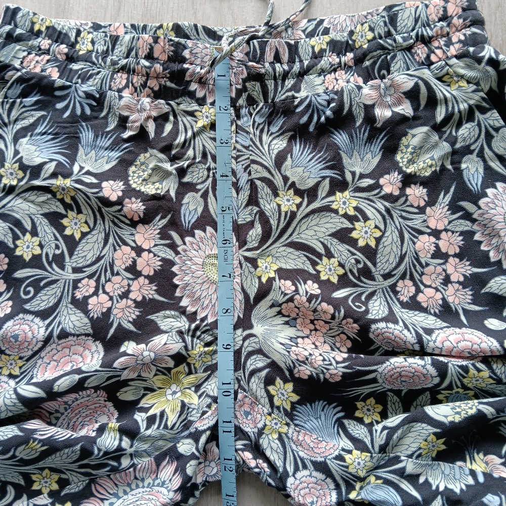 Loft Wide Leg Flowy Pants Drawstring Floral Navy Blue Pink Yellow White Small - Picture 5 of 10